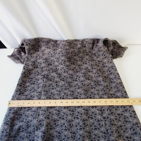 Talbots Dark Floral Maxi Dress Size 14 Lined Short Sleeve Vintage Retro Modest - Picture 9 of 13